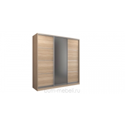 Шкаф-купе трехдверный 240 см (сонома+зеркало)