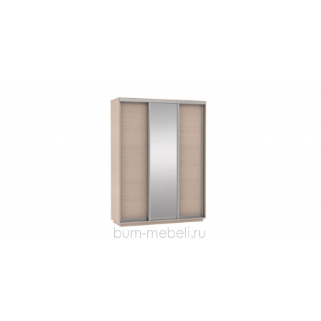 Шкаф-купе трехдверный 180 см (дуб молочный+зеркало)