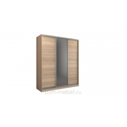 Шкаф-купе трехдверный 210 см (сонома+зеркало)