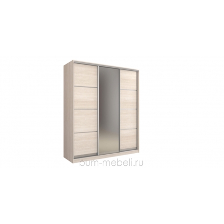 Шкаф-купе трехдверный 210 см (шамони светлый+зеркало)