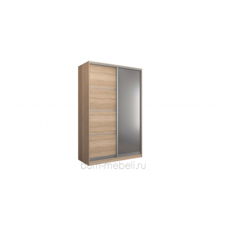 Шкаф-купе двухдверный 160 см (сонома+зеркало)