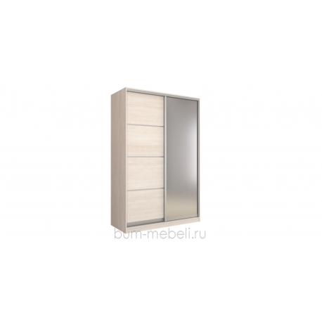 Шкаф-купе двухдверный 160 см (шамони светлый+зеркало)